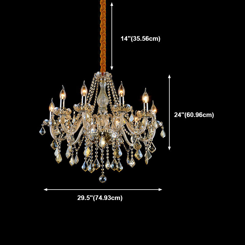 Lumières de lustre unique traditionnelles Crystal suspendues suspendues en or