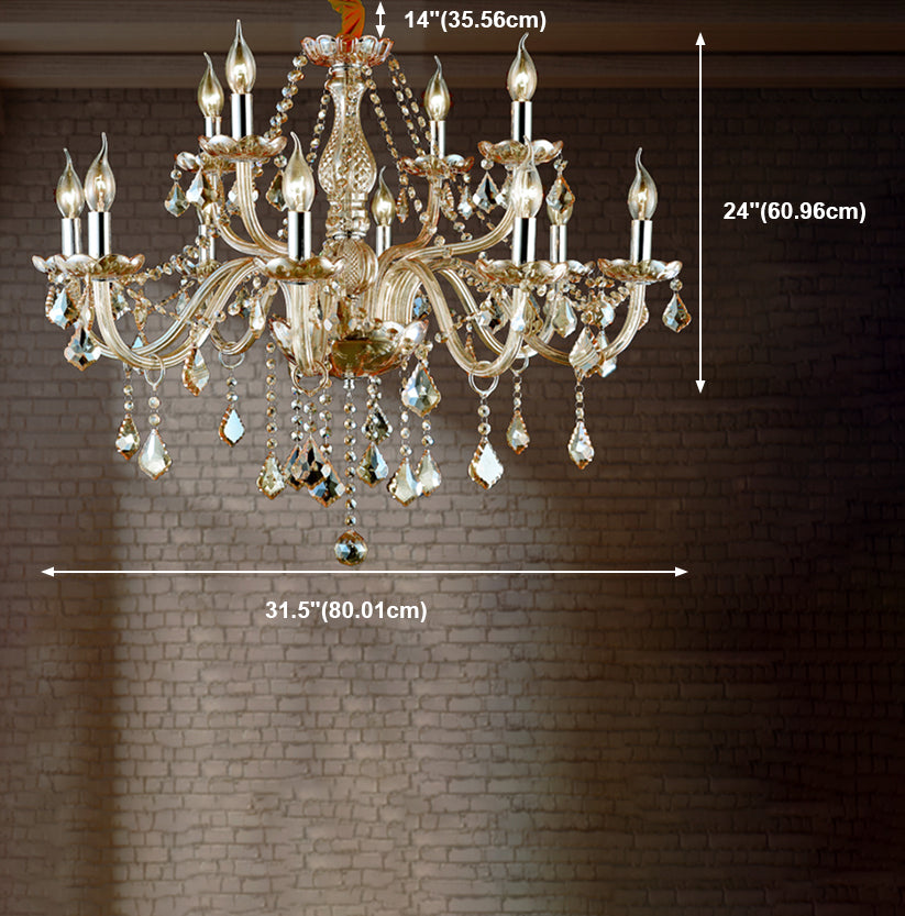 Traditional Unique Chandelier Lights Crystal Hanging Pendant Lights in Gold