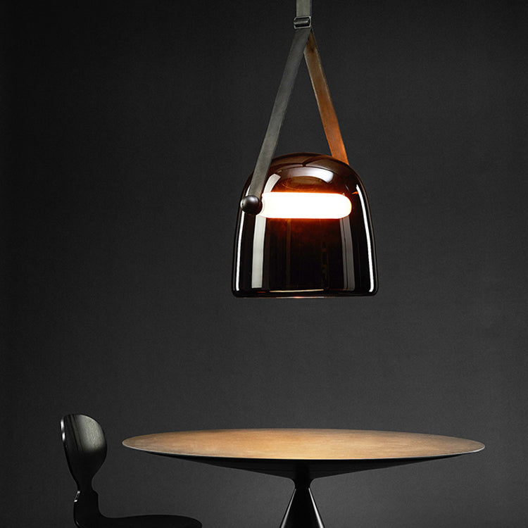 Moderne 1-lichts hanglamp van glas voor eetkamer