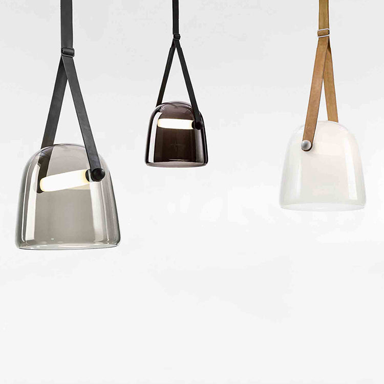 Moderne 1-lichts hanglamp van glas voor eetkamer