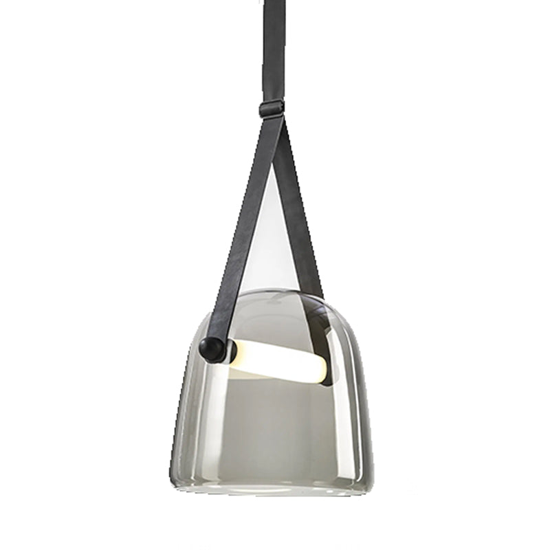 Moderne 1-lichts hanglamp van glas voor eetkamer