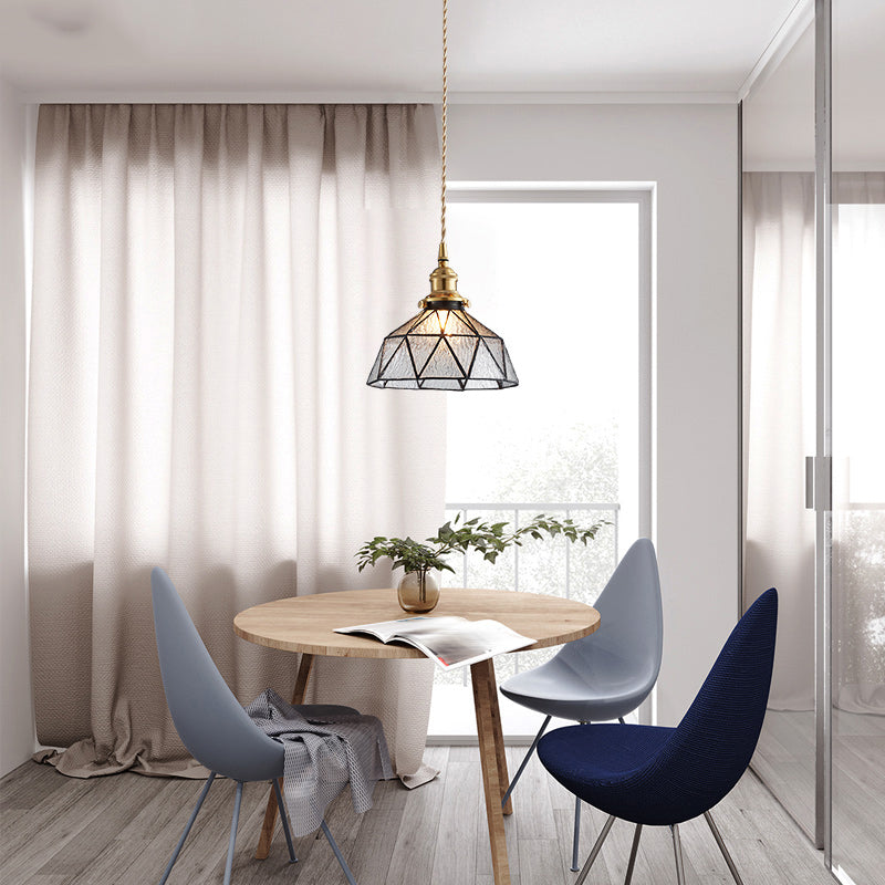 Vintage Glass Pendant Light 1-Light Geometric Ceiling Light Fixture for Hallway