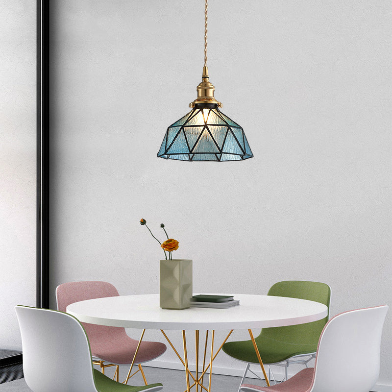 Lumo geometrico a 1 luce in vetro vintage Lampada geometrica per corridoio per il corridoio