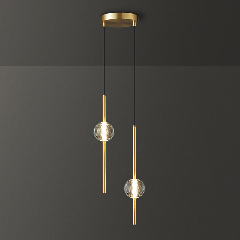 Contemporary Hanging Ceiling Light Linear Crystal Linear Pendant Light for Bedroom