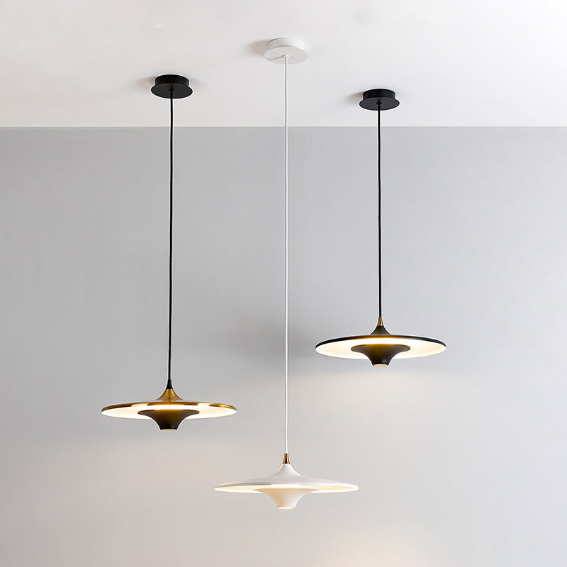 Metal Circle Down Lighting Pendant Contemporary 1-Light Disk Ceiling Light