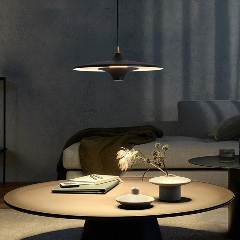 Metal Circle Down Lighting Pendant Contemporary 1-Light Disk Ceiling Light