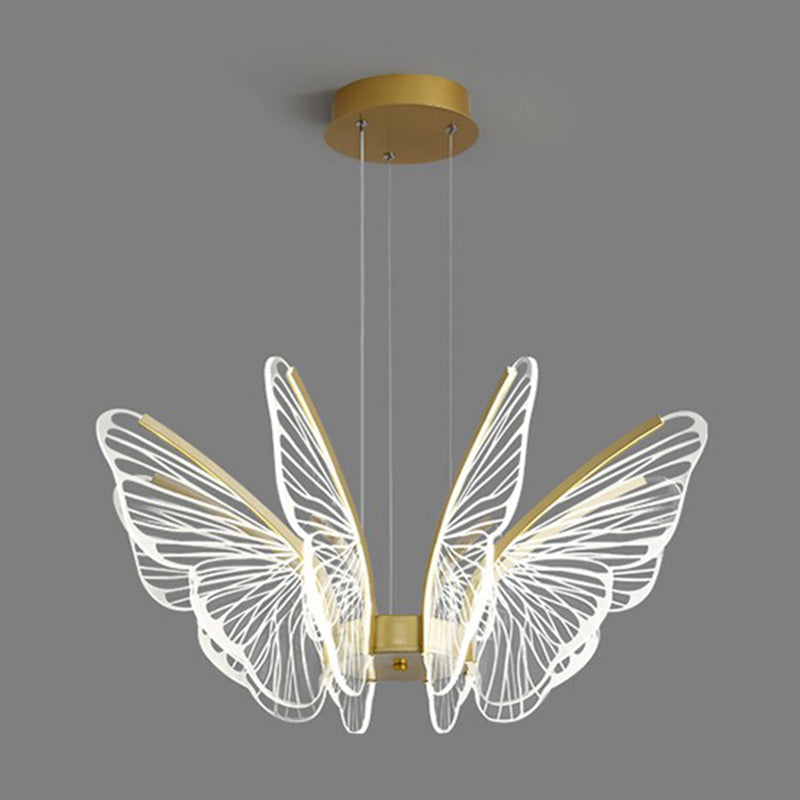 Butterfly Shape Metal Hanging Light Modern Style Multi Lights Cluster Pendant in Gold