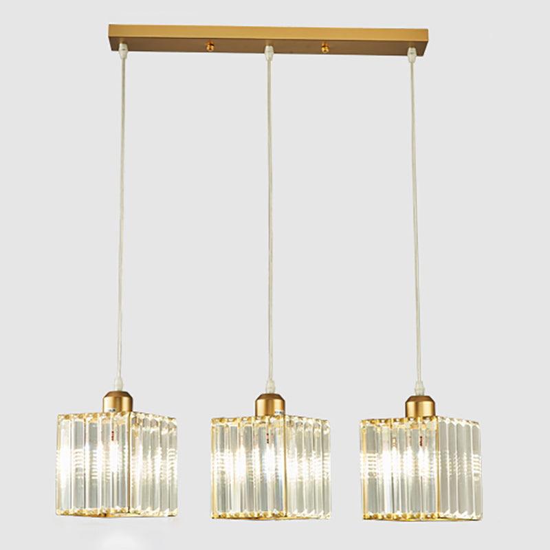 Contemporary Cube Pendant Light Crystal Hanging Pendant for Living Room