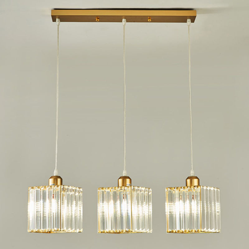 Contemporary Cube Pendant Light Crystal Hanging Pendant for Living Room