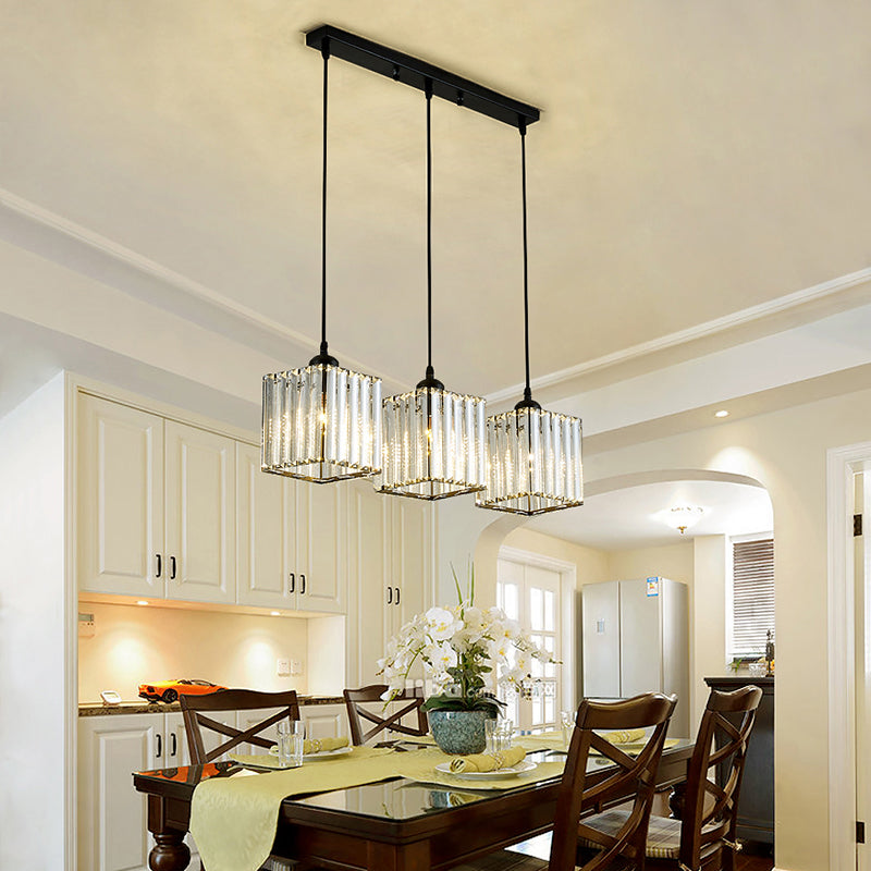 Contemporary Cube Pendant Light Crystal Hanging Pendant for Living Room