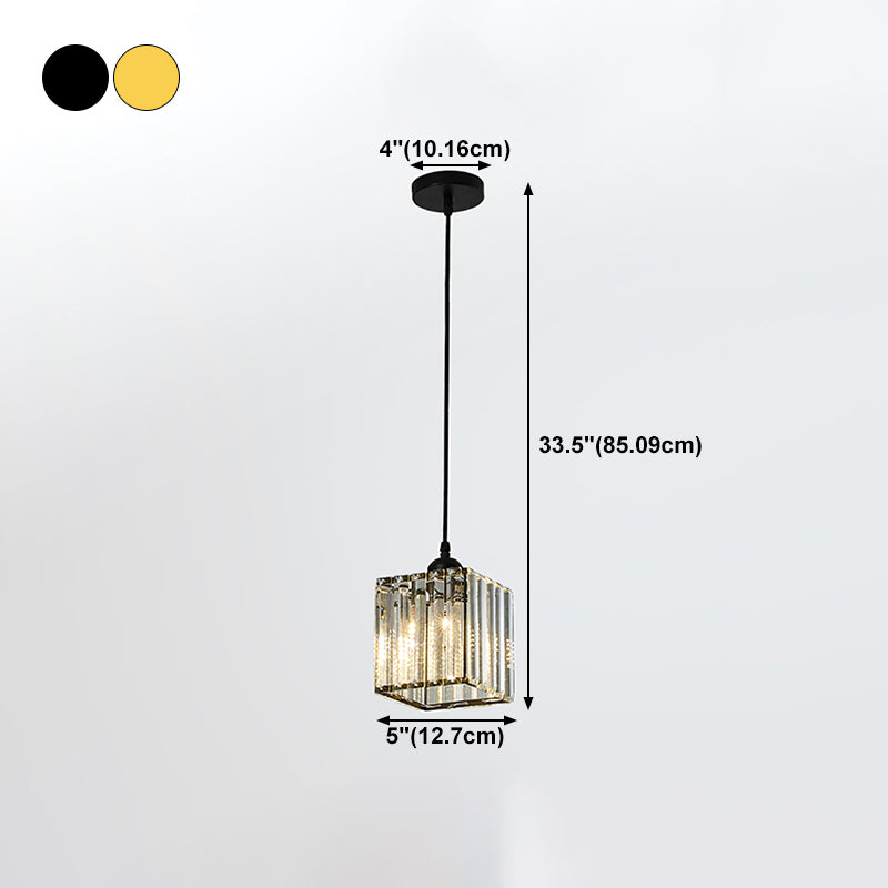 Contemporary Cube Pendant Light Crystal Hanging Pendant for Living Room