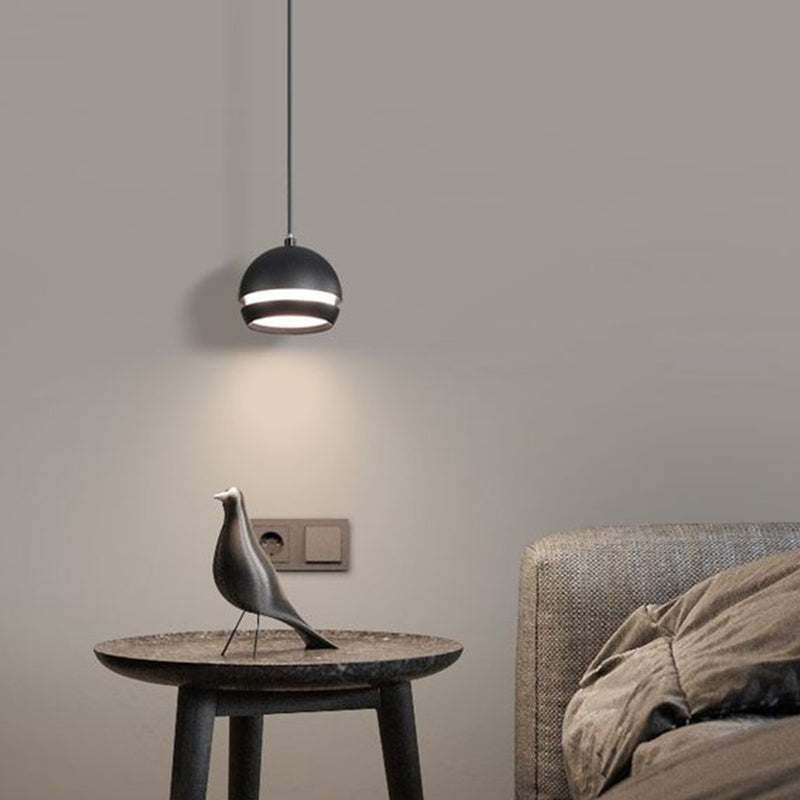 Nordic Mini LED Pendant Lamp Aluminum Bedside Hanging Light in Black