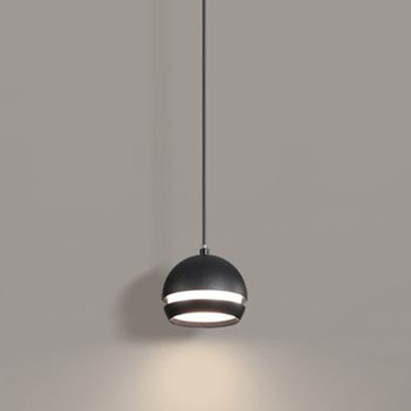 Nordic Mini LED Pendant Lamp Aluminum Bedside Hanging Light in Black