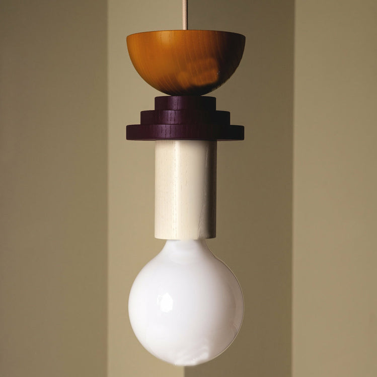 Solid Wood Small Pendant Lamp Macaron Style 1-Light Suspension Light