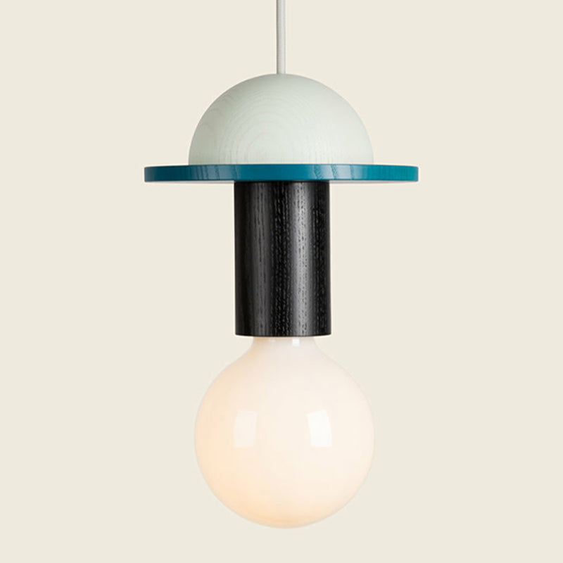 Solid Wood Small Pendant Lamp Macaron Style 1-Light Suspension Light