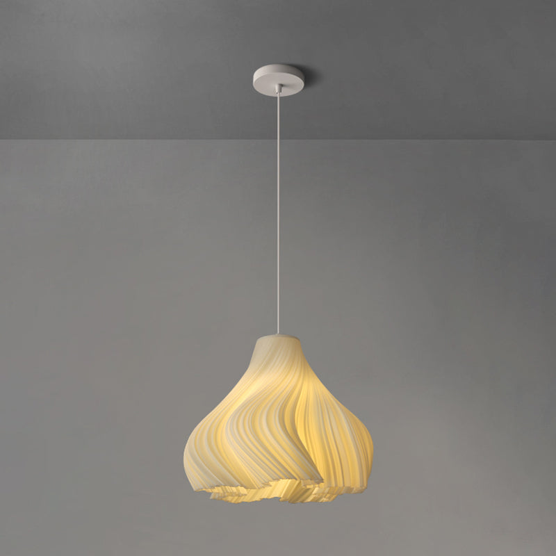 Luminaire de pendentif floral blanc lampe de suspension en plastique à 1 lumière minimaliste