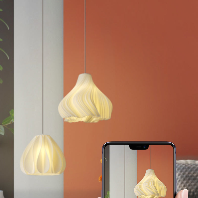 Luminaire de pendentif floral blanc lampe de suspension en plastique à 1 lumière minimaliste