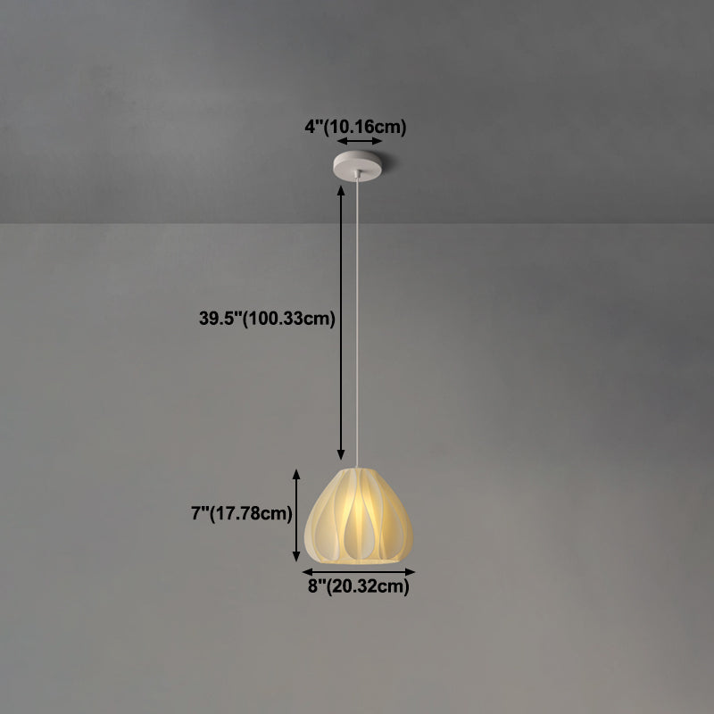 Luminaire de pendentif floral blanc lampe de suspension en plastique à 1 lumière minimaliste