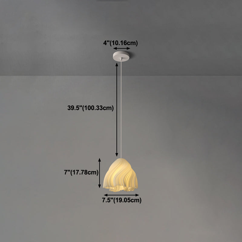 Luminaire de pendentif floral blanc lampe de suspension en plastique à 1 lumière minimaliste