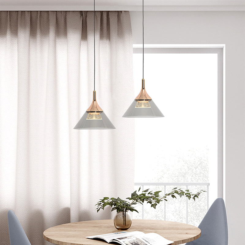 Minimalist Cone Shape Pendant Light Aluminum Dining Room LED Hanging Light