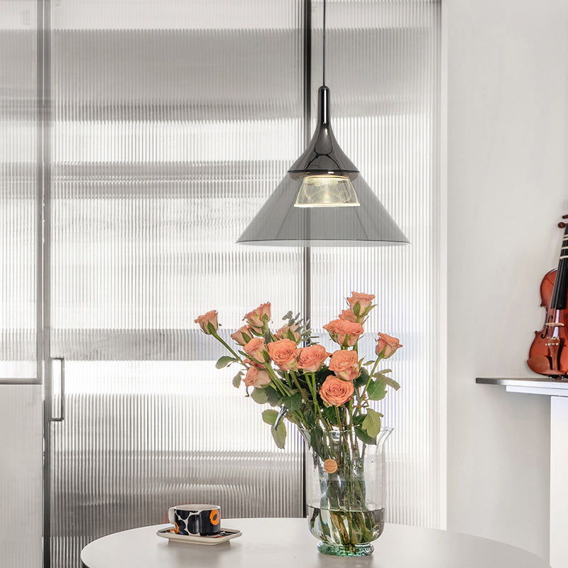 Minimalist Cone Shape Pendant Light Aluminum Dining Room LED Hanging Light