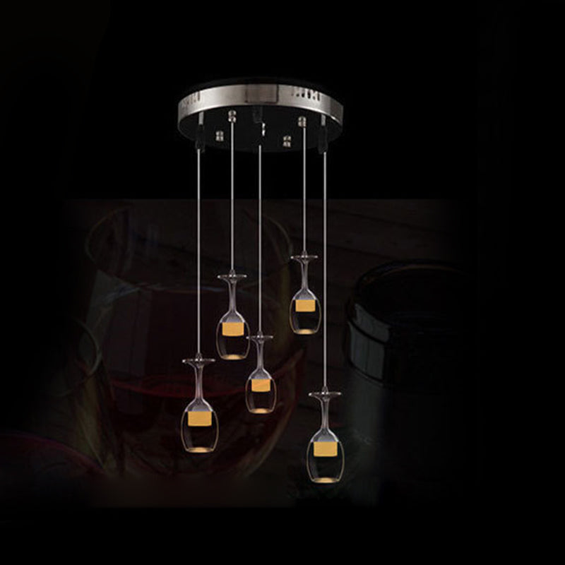 Stylish Wine Cup Pendant Light Acrylic Dining Room LED Suspension Light in Chrome