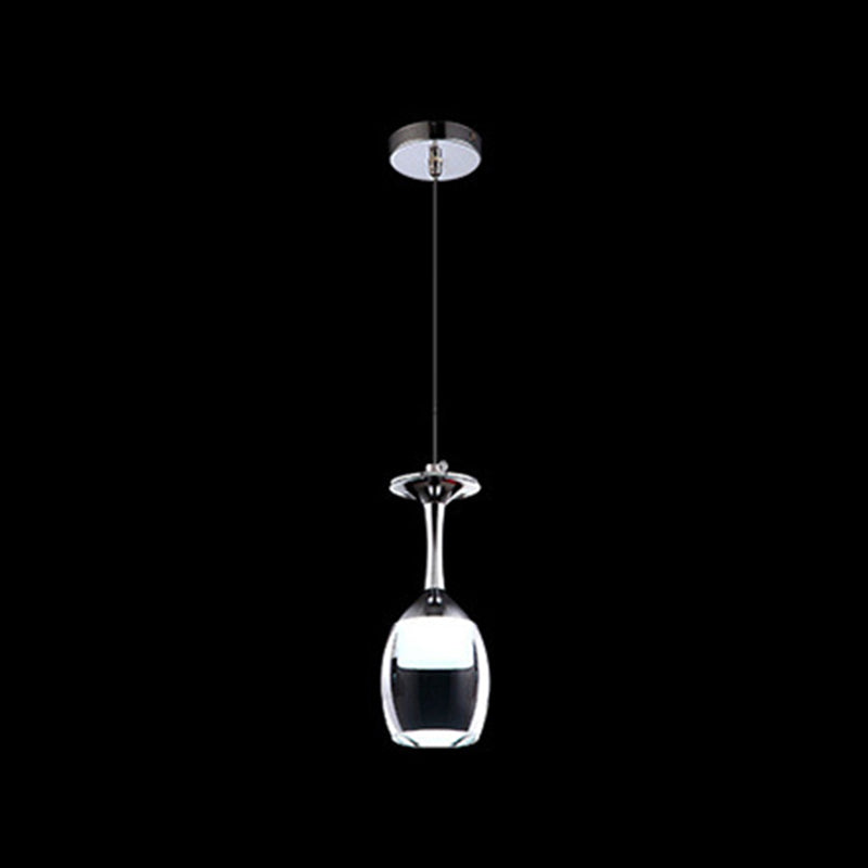 Stylish Wine Cup Pendant Light Acrylic Dining Room LED Suspension Light in Chrome