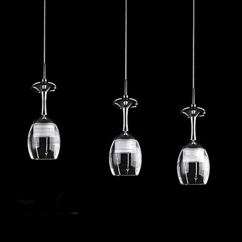 Stylish Wine Cup Pendant Light Acrylic Dining Room LED Suspension Light in Chrome