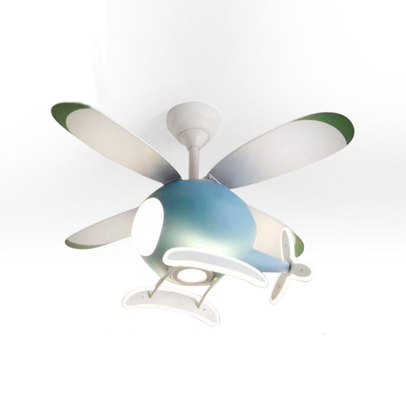 Avión de metal Flush Mount Luz de ventilador LED colorido moderno para la habitación de los niños