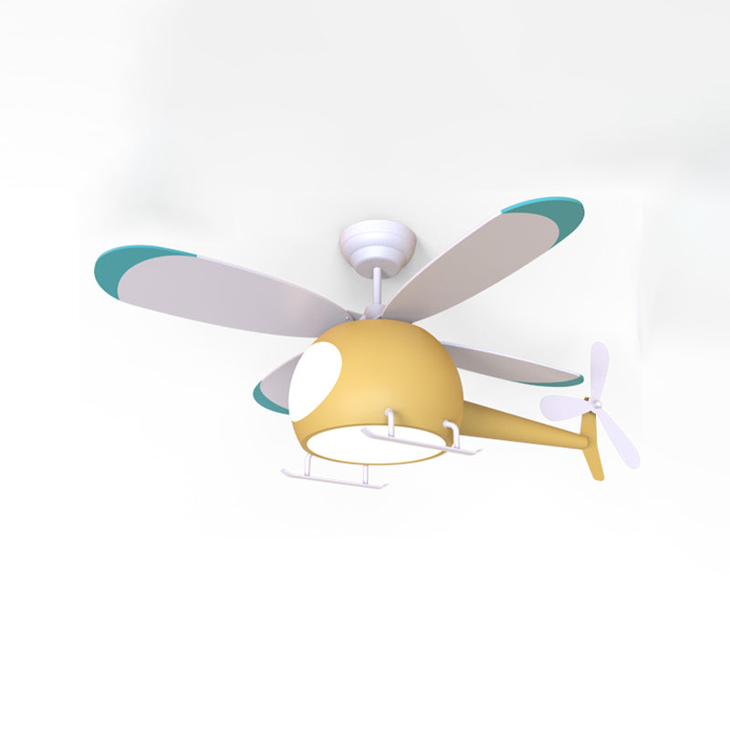 Avión de metal Flush Mount Luz de ventilador LED colorido moderno para la habitación de los niños