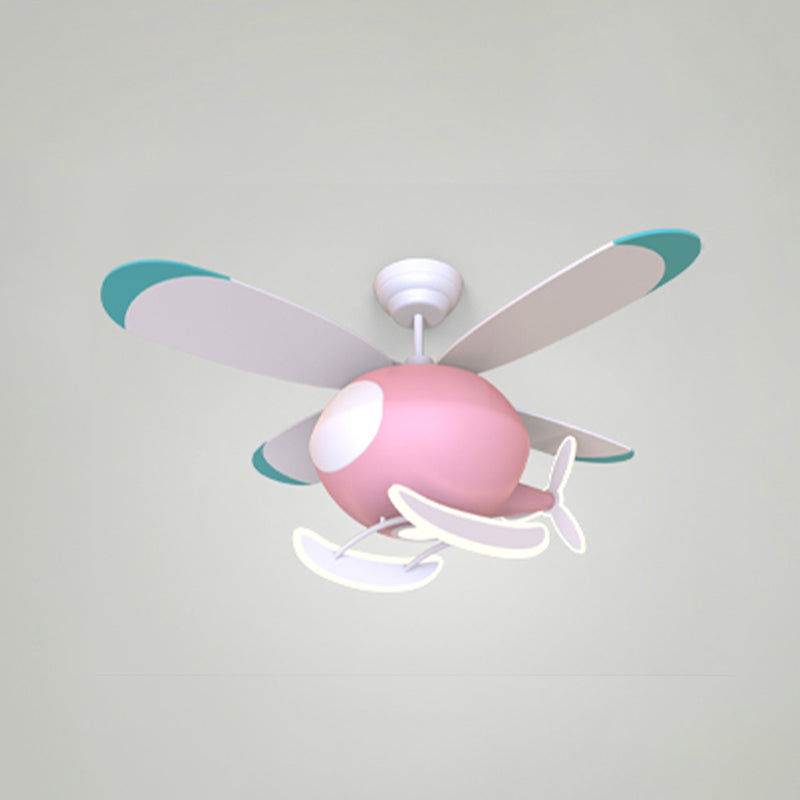 Avión de metal Flush Mount Luz de ventilador LED colorido moderno para la habitación de los niños