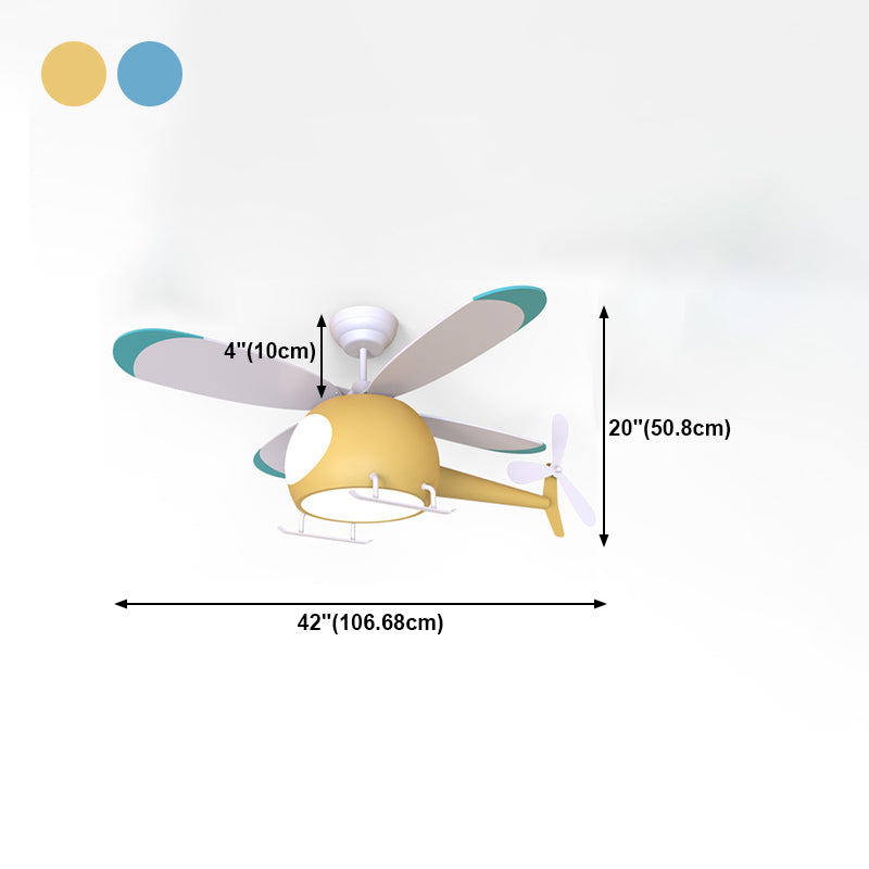 Avión de metal Flush Mount Luz de ventilador LED colorido moderno para la habitación de los niños