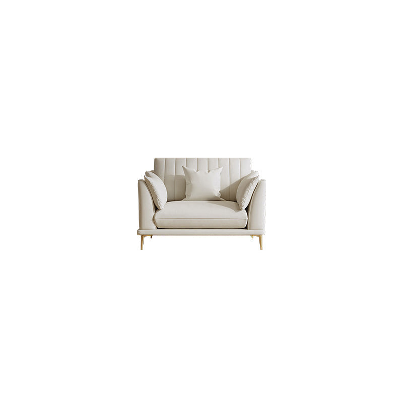 Modern Style Solid Wood Base Namib & White Leather Rectangular Sofa