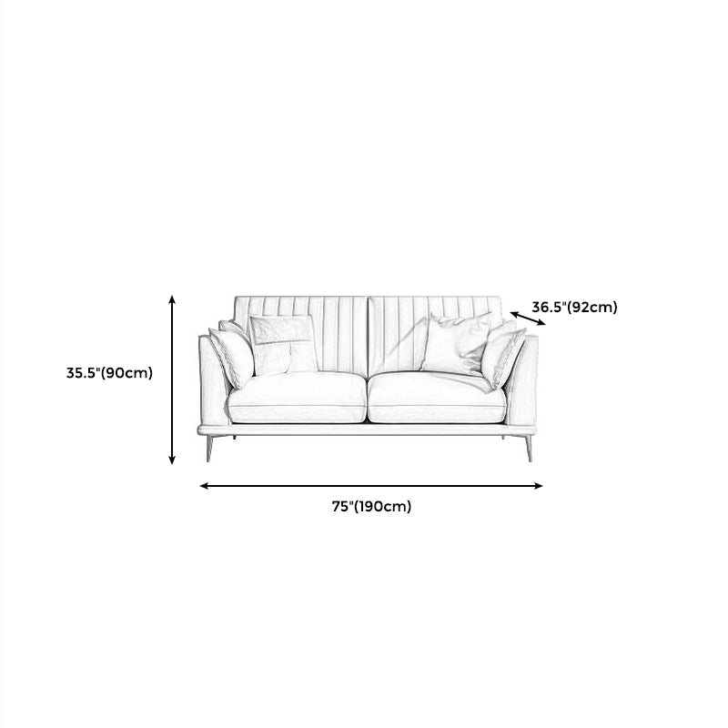 Modern Style Solid Wood Base Namib & White Leather Rectangular Sofa