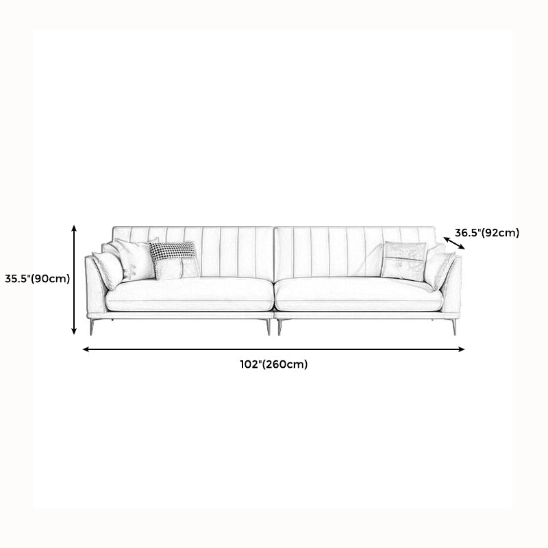 Modern Style Solid Wood Base Namib & White Leather Rectangular Sofa