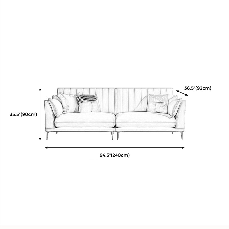 Modern Style Solid Wood Base Namib & White Leather Rectangular Sofa