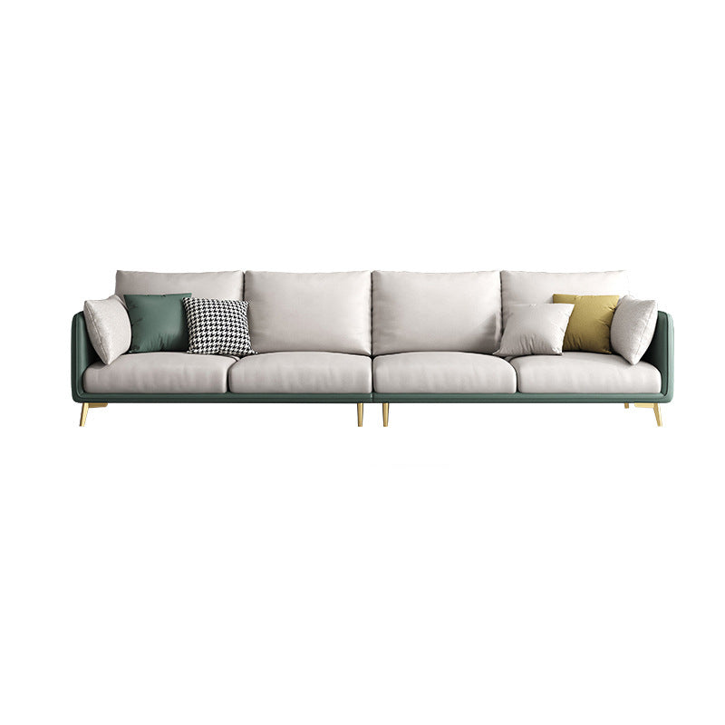 Modern Green and White Fabric Sofa Square Arm Sofa for Living Room