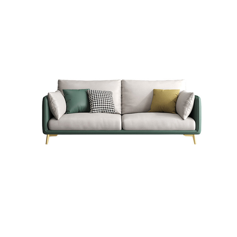 Modern Green and White Fabric Sofa Square Arm Sofa for Living Room
