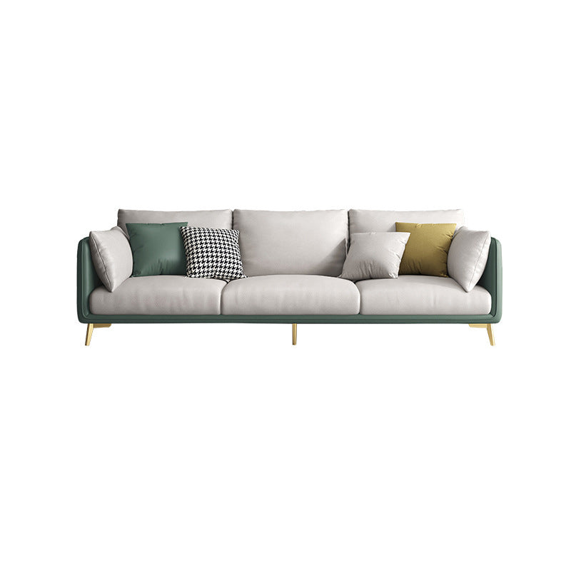 Modern Green and White Fabric Sofa Square Arm Sofa for Living Room