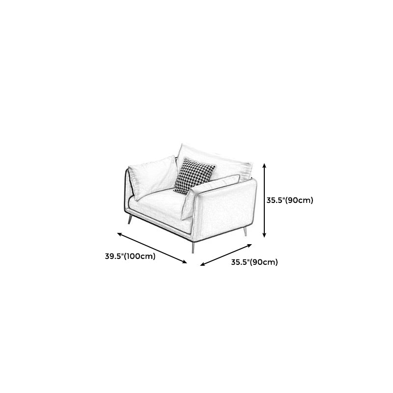 Modern Green and White Fabric Sofa Square Arm Sofa for Living Room