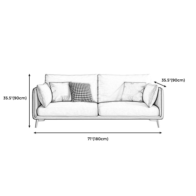 Modern Green and White Fabric Sofa Square Arm Sofa for Living Room