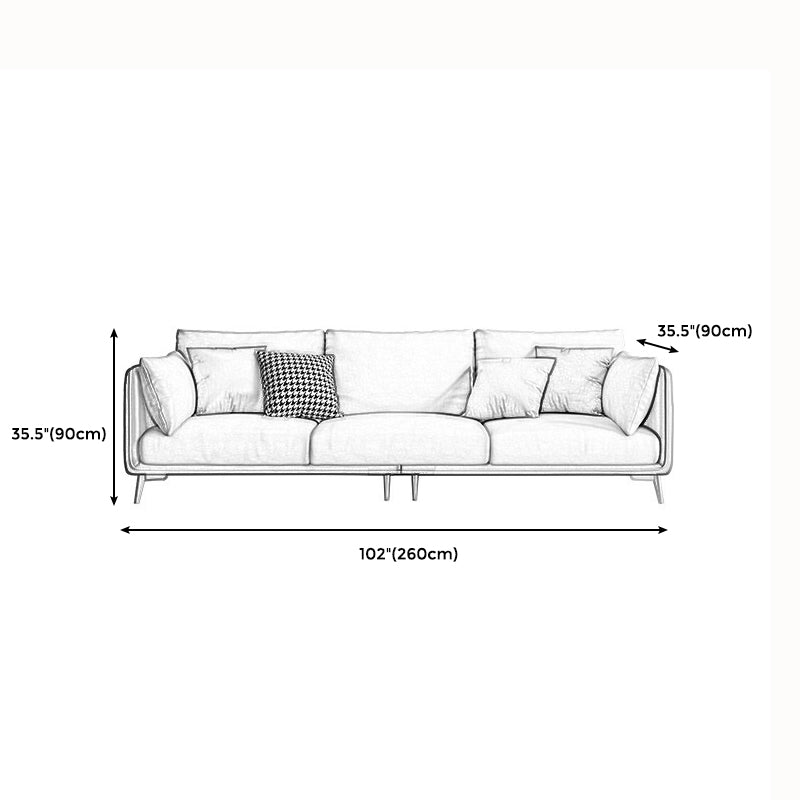 Modern Green and White Fabric Sofa Square Arm Sofa for Living Room