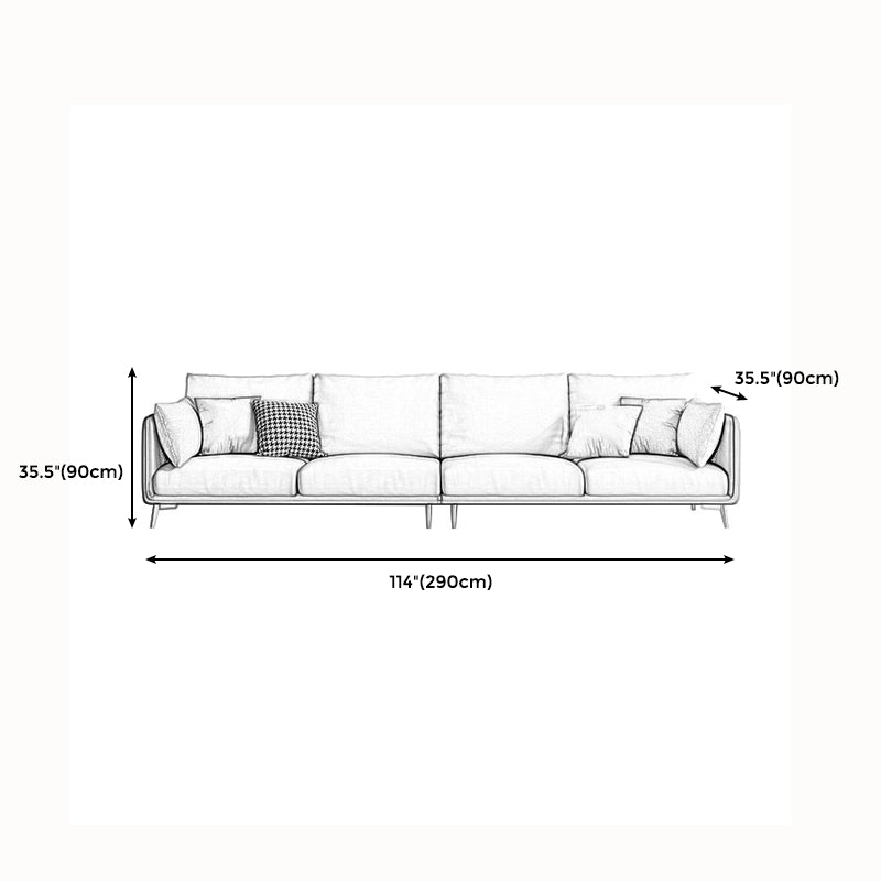 Modern Green and White Fabric Sofa Square Arm Sofa for Living Room
