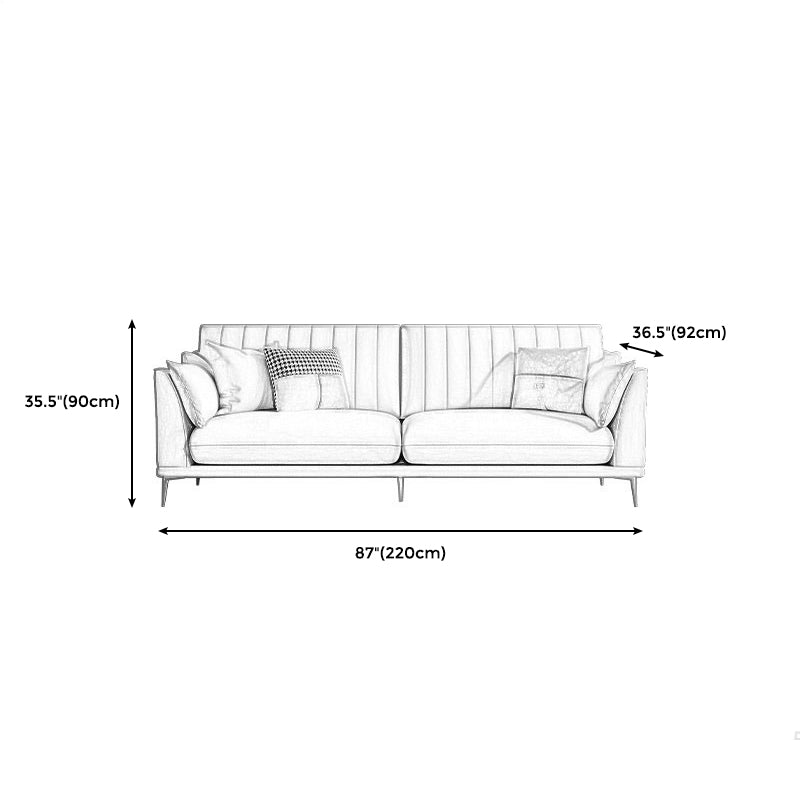 Modern Style Solid Wood Material Base Cloth Art & Leather Rice White Rectangular Sofa