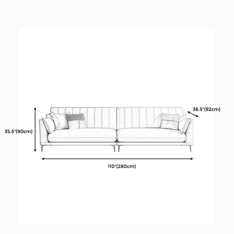 Modern Style Solid Wood Material Base Cloth Art & Leather Rice White Rectangular Sofa