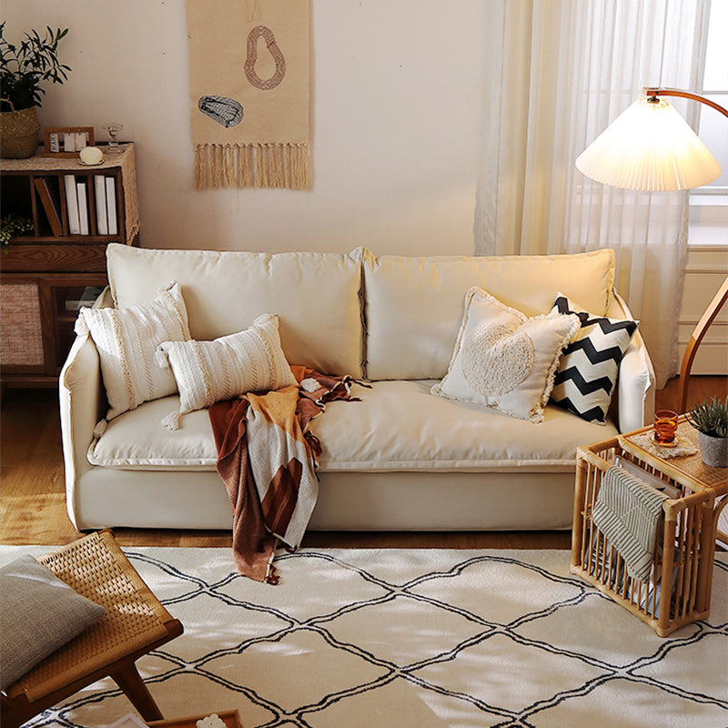 Loose Back Linen Square Arm Sofa with Slipcovered for Apartment and Living Room