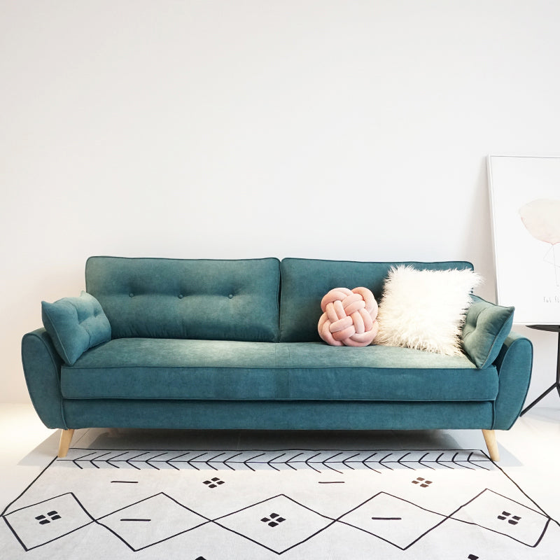 Loose Back Linen Square Arm Sofa with slipcovered Hair Pin Legs Settee