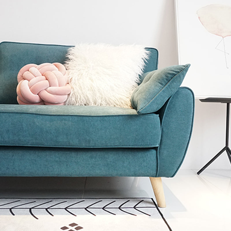 Loose Back Linen Square Arm Sofa with slipcovered Hair Pin Legs Settee