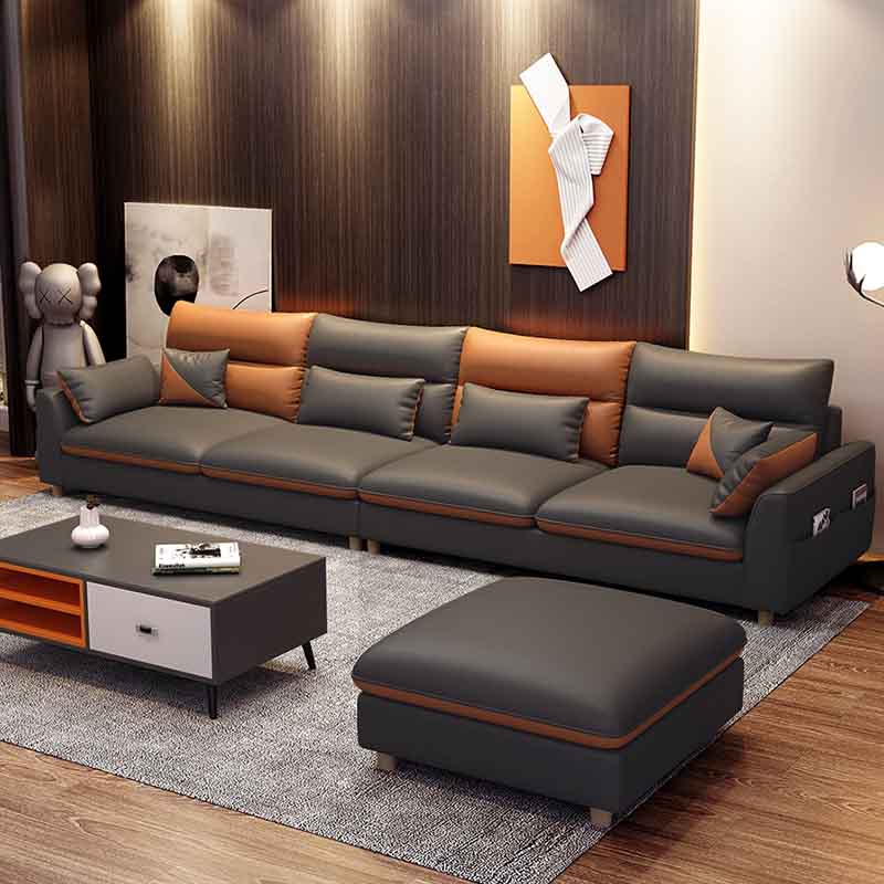 Contemporary Square Arm Sofa with Loose Back for Living Room, Apartment