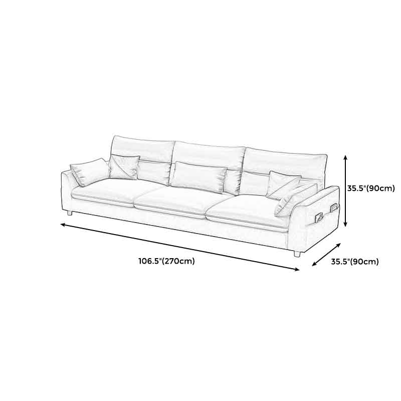 Contemporary Square Arm Sofa with Loose Back for Living Room, Apartment